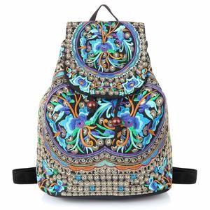 Vintage Embroidered Women Backpack Ethnic Travel Handbag Shoulder Bag Large🫱